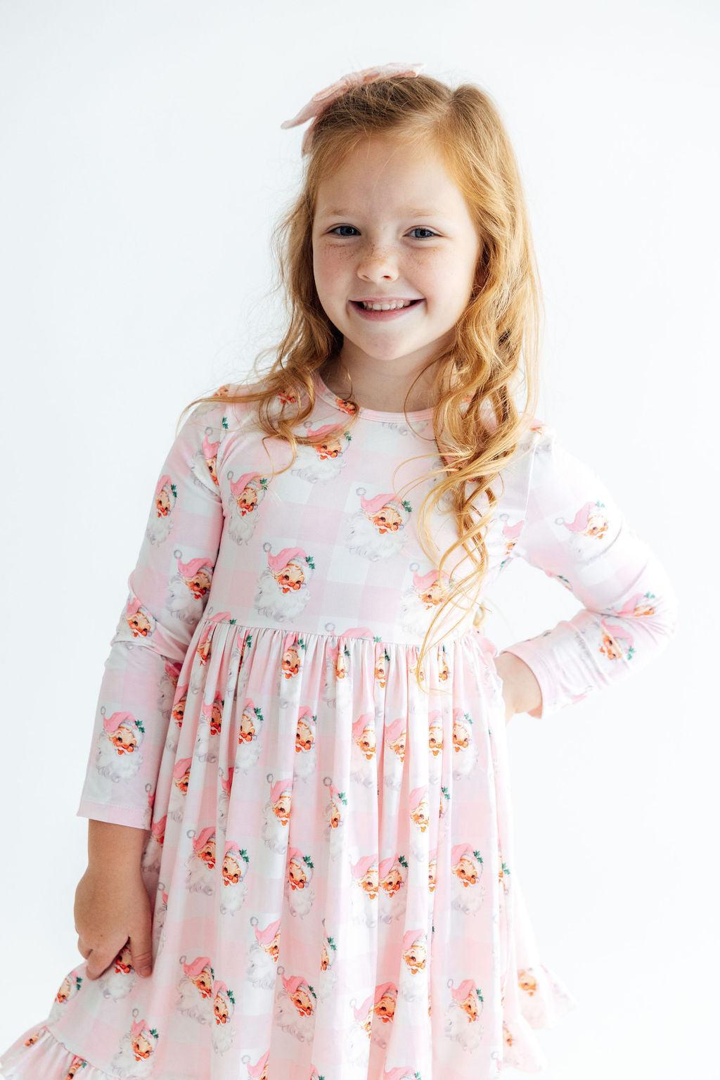 Storybook Santa L/S Ruffle Hem Twirl Dress - Aaria Tees Aaria Tees