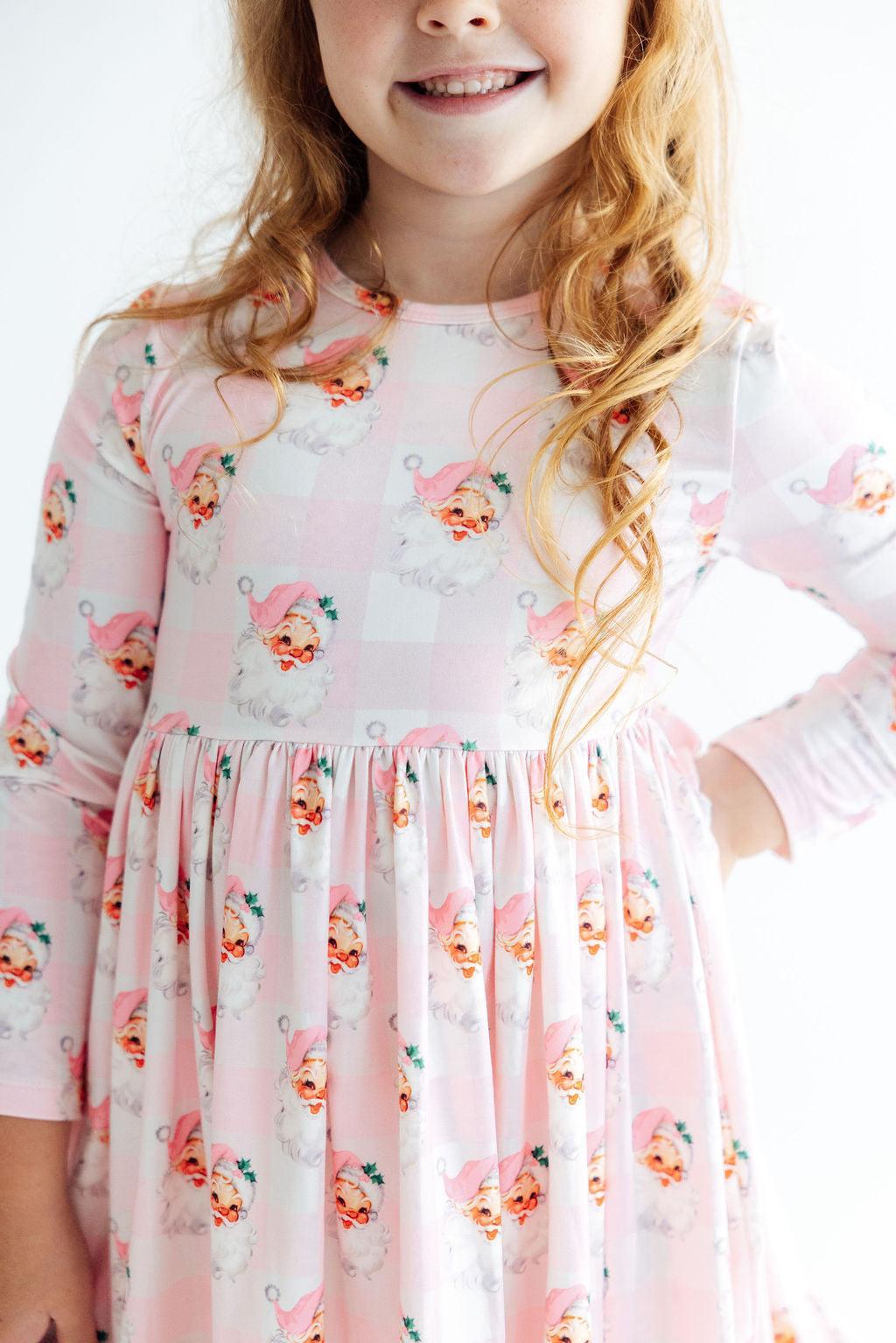 Storybook Santa L/S Ruffle Hem Twirl Dress - Aaria Tees