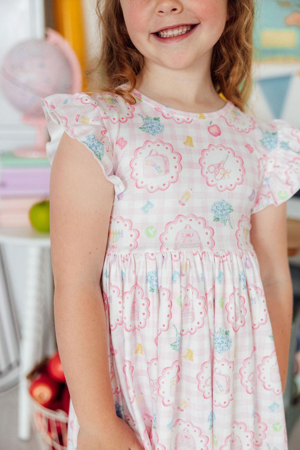 Apple of My Eye Flutter Sleeve Twirl Dress - Aaria Tees Aaria Tees