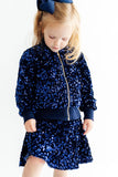 Navy Blue Velvet Sequin Jacket - Aaria Tees Aaria Tees