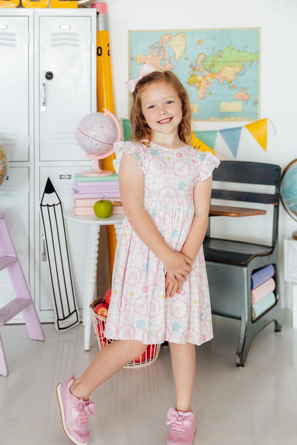 Apple of My Eye Flutter Sleeve Twirl Dress - Aaria Tees Aaria Tees