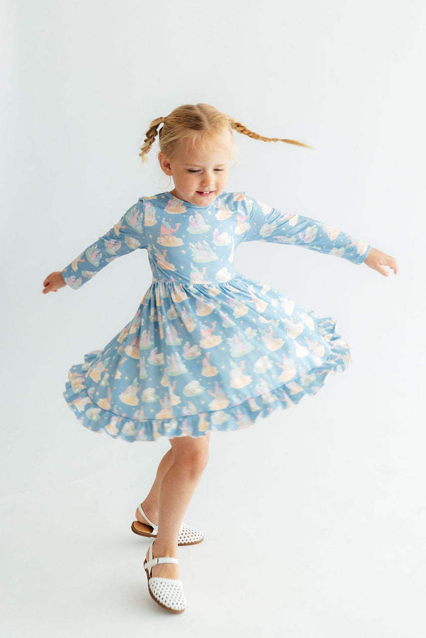 Nativity L/S Ruffle Hem Twirl Dress - Aaria Tees Aaria Tees