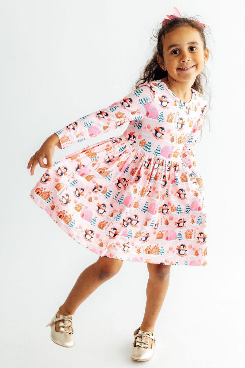 Penguin Party L/S Pocket Twirl Dress - Aaria Tees Aaria Tees
