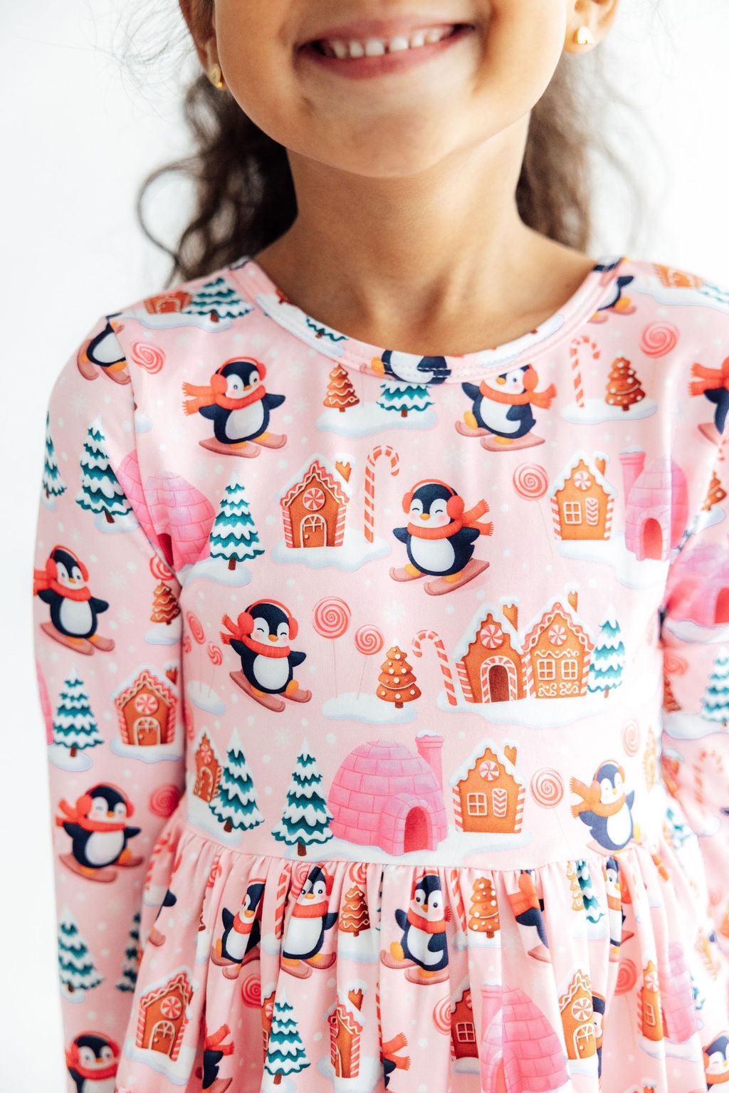 Penguin Party L/S Pocket Twirl Dress - Aaria Tees