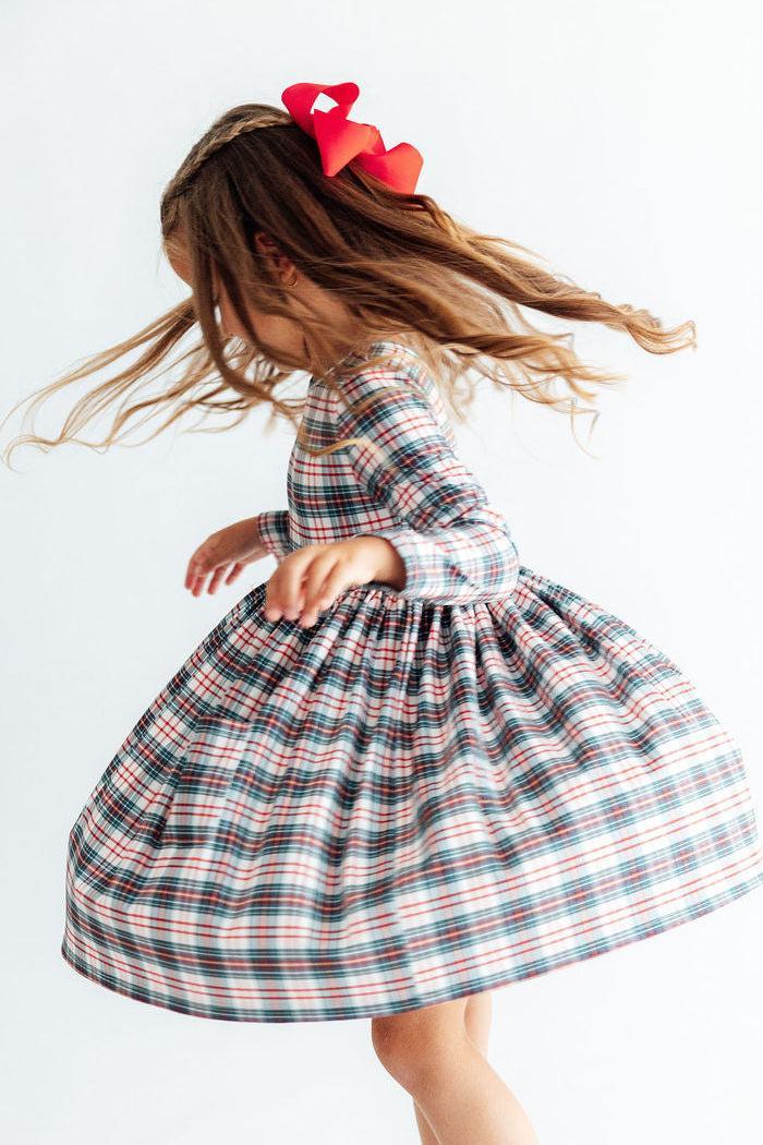 Christmas Plaid L/S Pocket Twirl Dress - Aaria Tees Aaria Tees