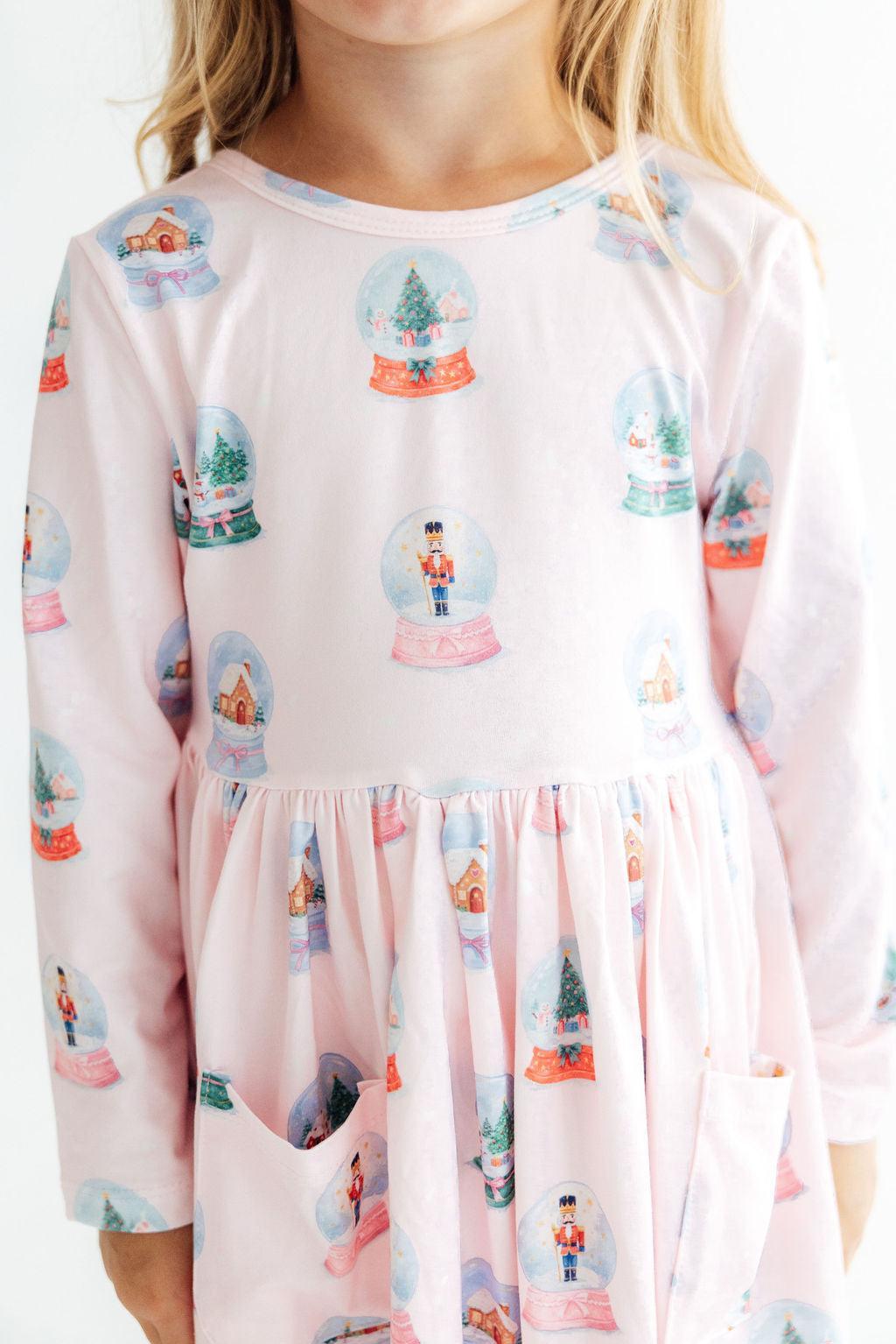 Let it Snow L/S Pocket Twirl Dress - Aaria Tees