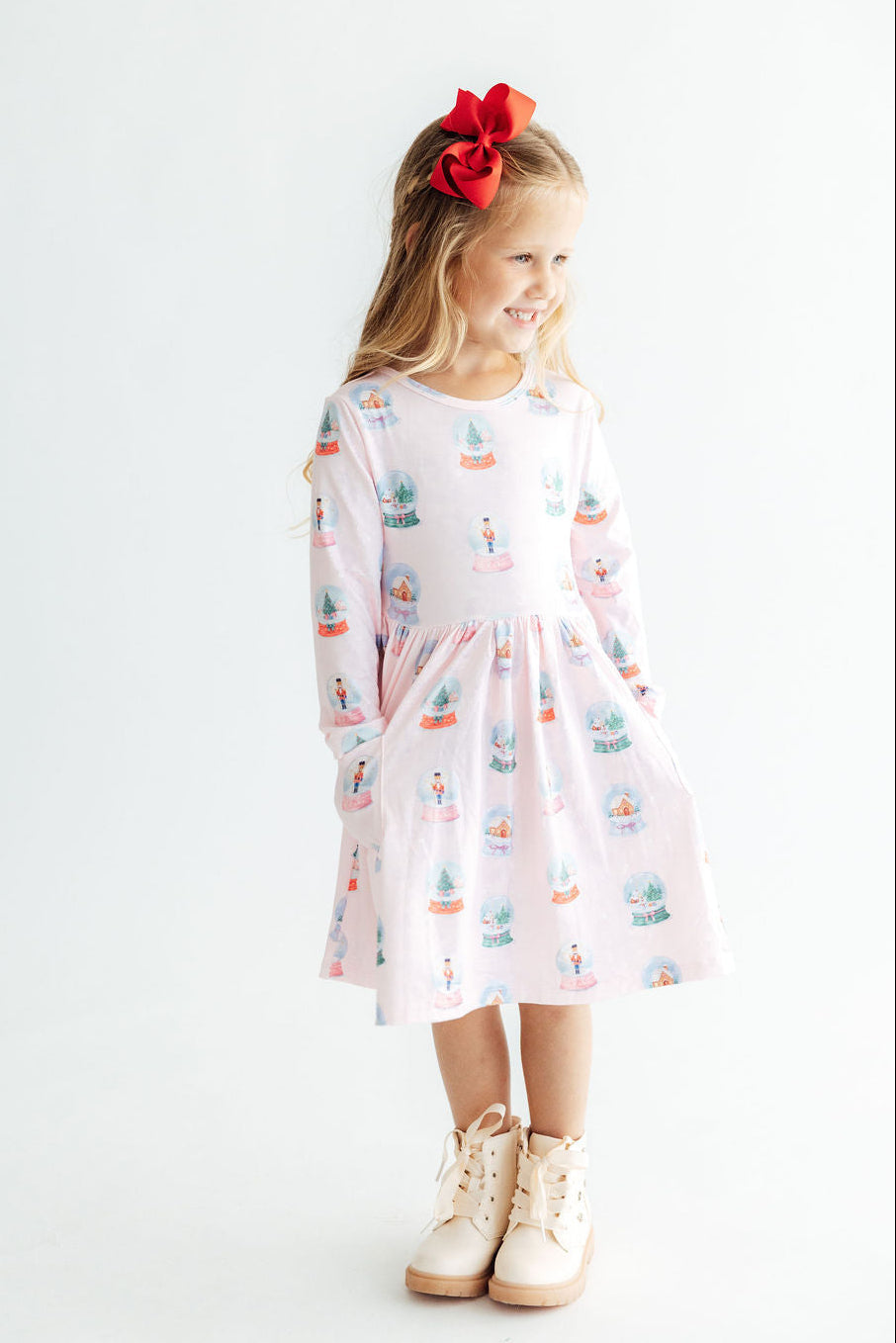 Let it Snow L/S Pocket Twirl Dress - Aaria Tees Aaria Tees
