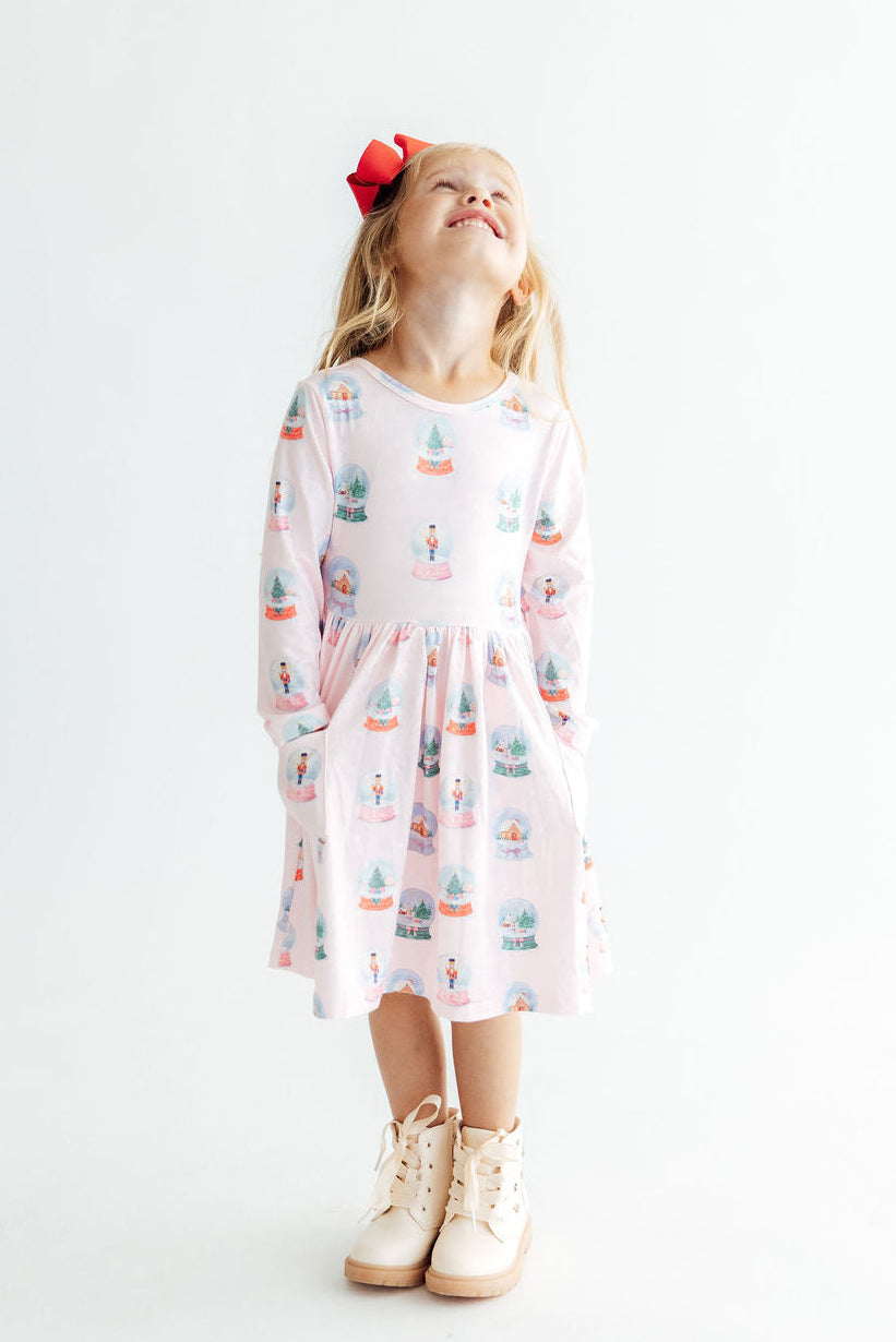 Let it Snow L/S Pocket Twirl Dress - Aaria Tees Aaria Tees