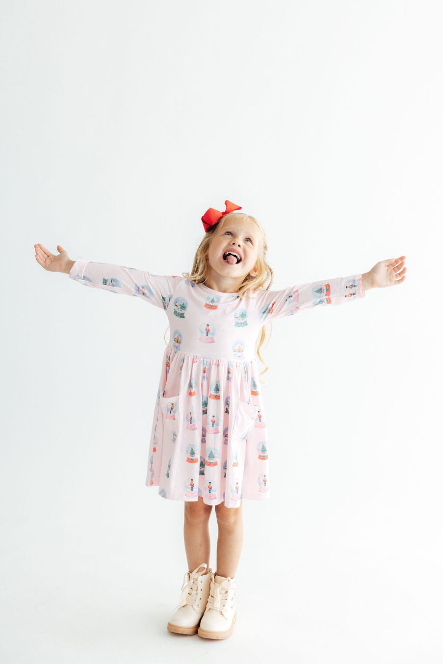 Let it Snow L/S Pocket Twirl Dress - Aaria Tees Aaria Tees