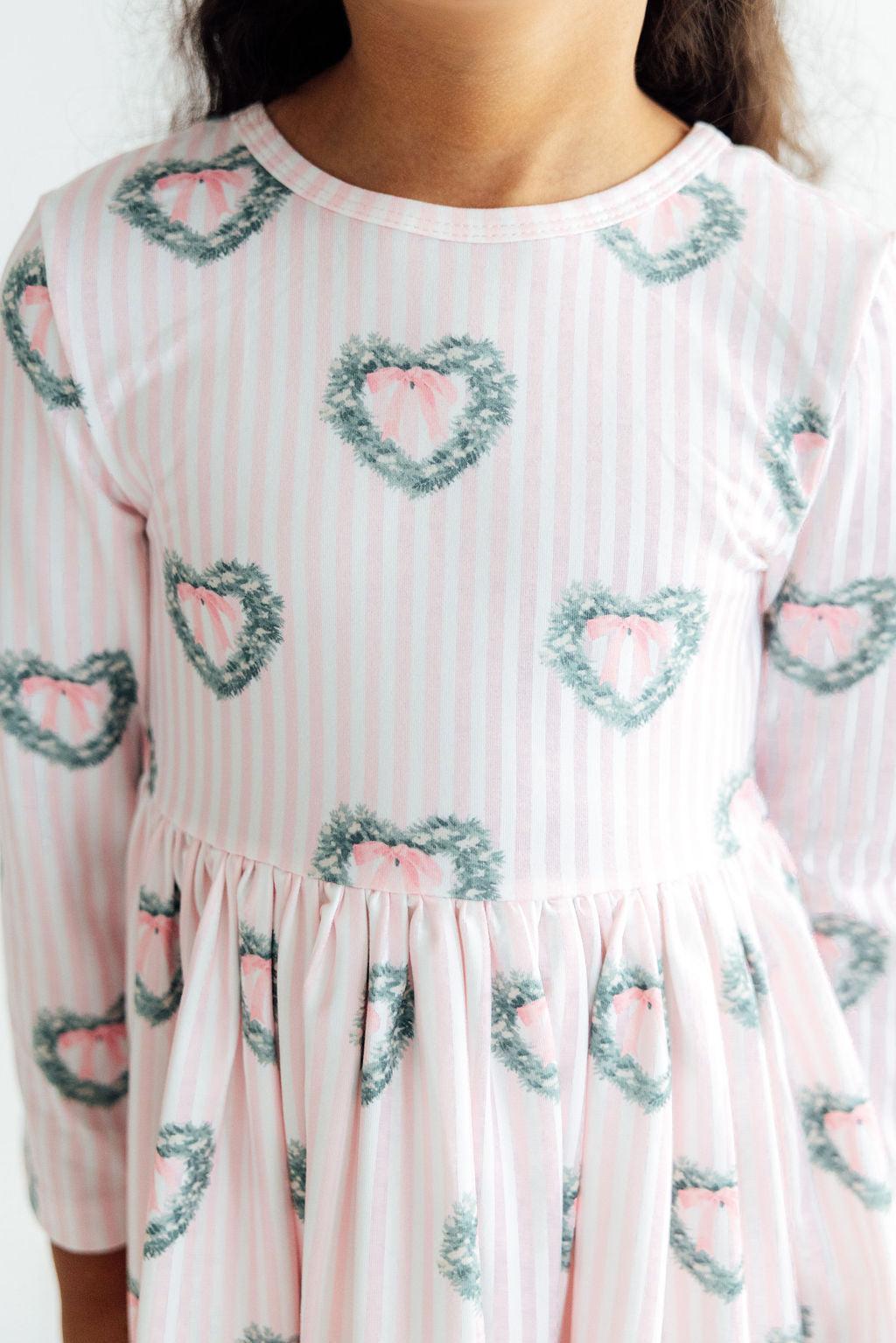 Christmas Charm L/S Ruffle Hem Twirl Dress - Aaria Tees Aaria Tees