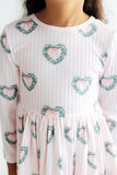 Christmas Charm L/S Ruffle Hem Twirl Dress - Aaria Tees Aaria Tees