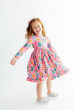 Holiday Cheer L/S Ruffle Hem Twirl Dress - Aaria Tees Aaria Tees
