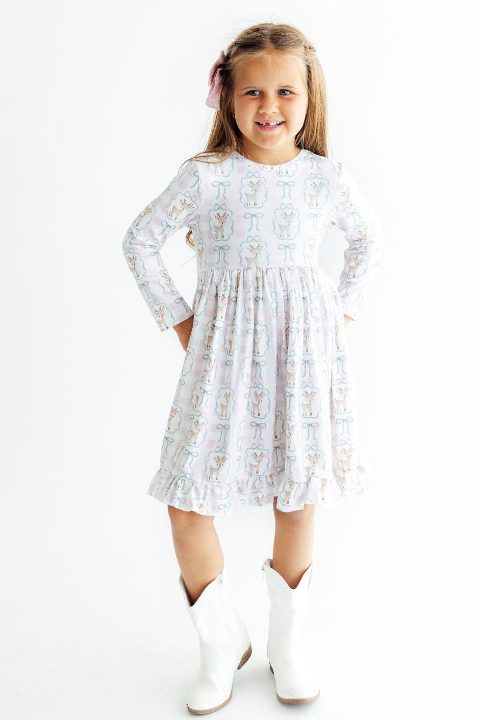 Woodland Whimsy L/S Ruffle Hem Twirl Dress - Aaria Tees Aaria Tees