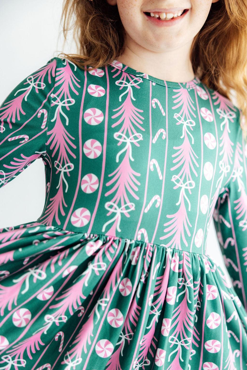 Christmas Treats L/S Ruffle Hem Twirl Dress - Aaria Tees Aaria Tees