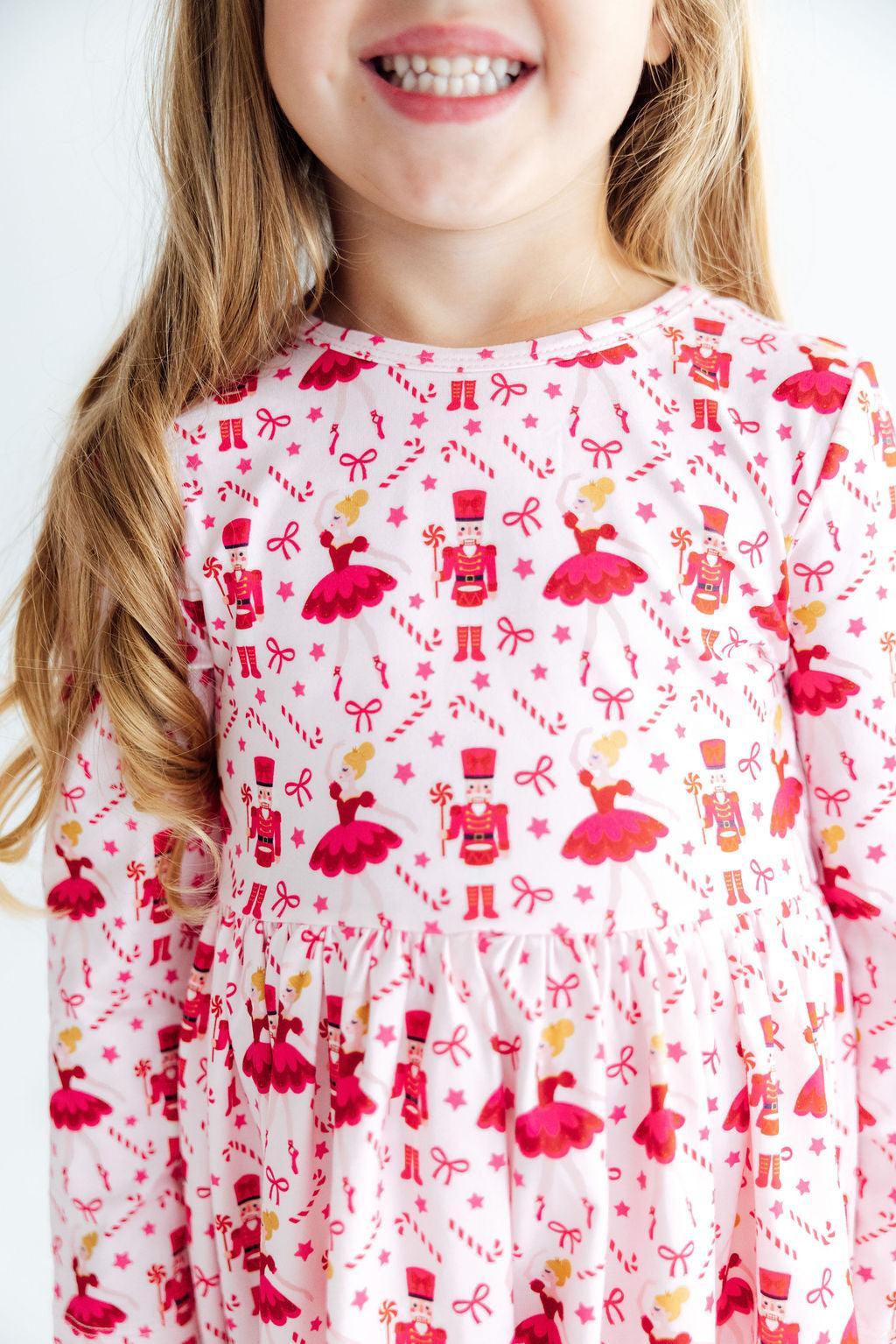 Candy Cane Ballet L/S Ruffle Hem Twirl Dress - Aaria Tees Aaria Tees