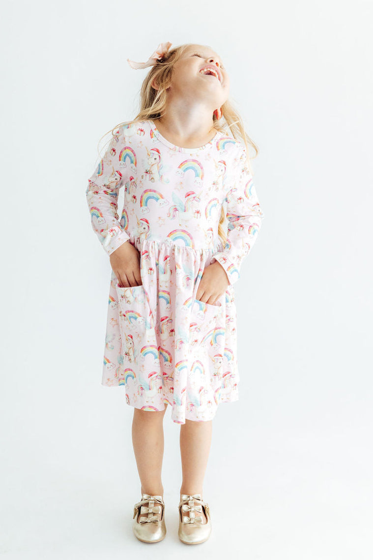 Christmas Magic L/S Pocket Twirl Dress - Aaria Tees Aaria Tees