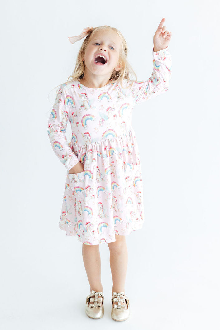 Christmas Magic L/S Pocket Twirl Dress - Aaria Tees Aaria Tees