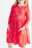 Peppermint Dreams L/S Pocket Twirl Dress - Aaria Tees Aaria Tees