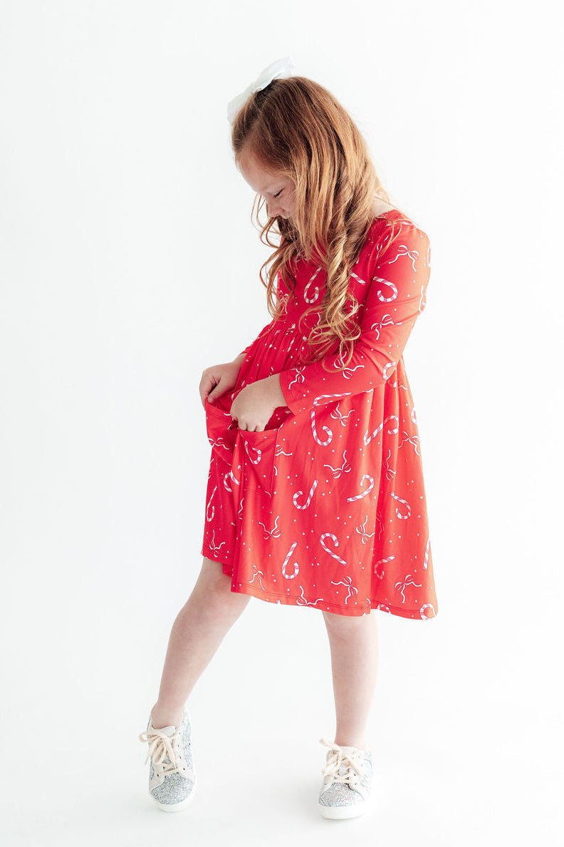 Peppermint Dreams L/S Pocket Twirl Dress - Aaria Tees Aaria Tees