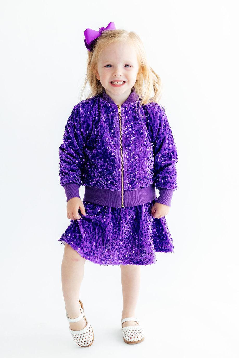 Purple Velvet Sequin Twirl Skort - Aaria Tees Aaria Tees