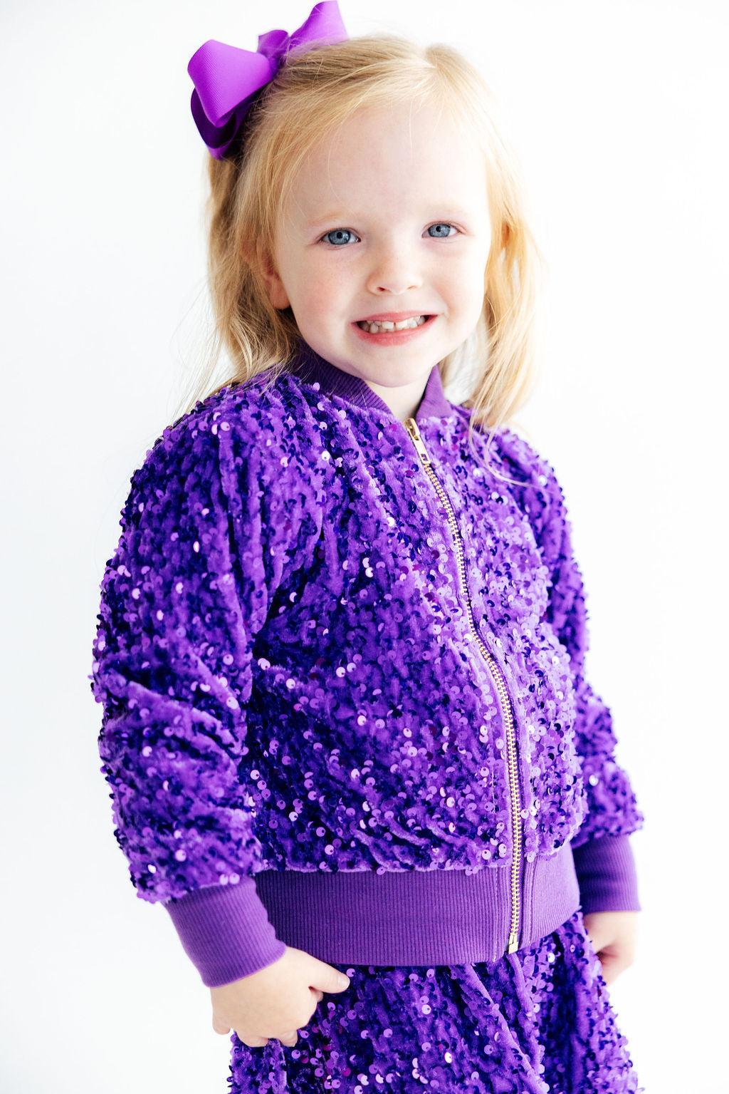 Purple Velvet Sequin Jacket - Aaria Tees