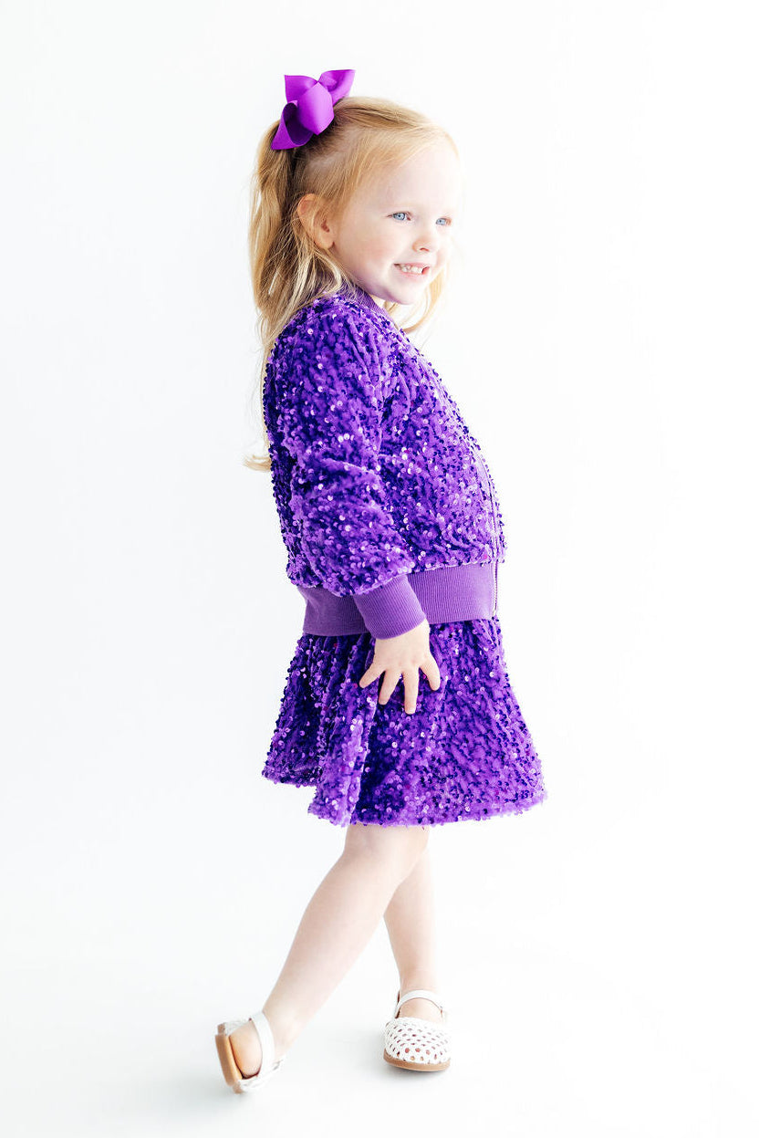 Purple Velvet Sequin Twirl Skort - Aaria Tees Aaria Tees