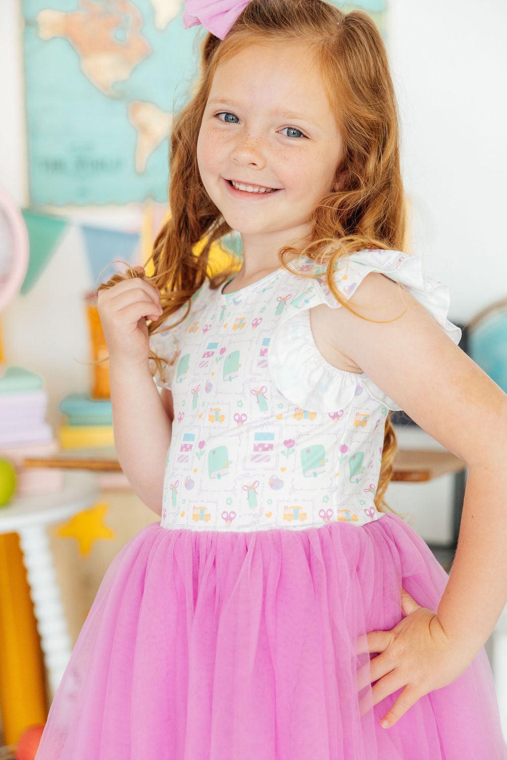 Little Learner Flutter Sleeve Tutu Dress - Aaria Tees Aaria Tees