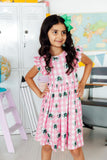 Southlake Carroll Gingham Dragons Flutter Twirl Dress - Aaria Tees Aaria Tees