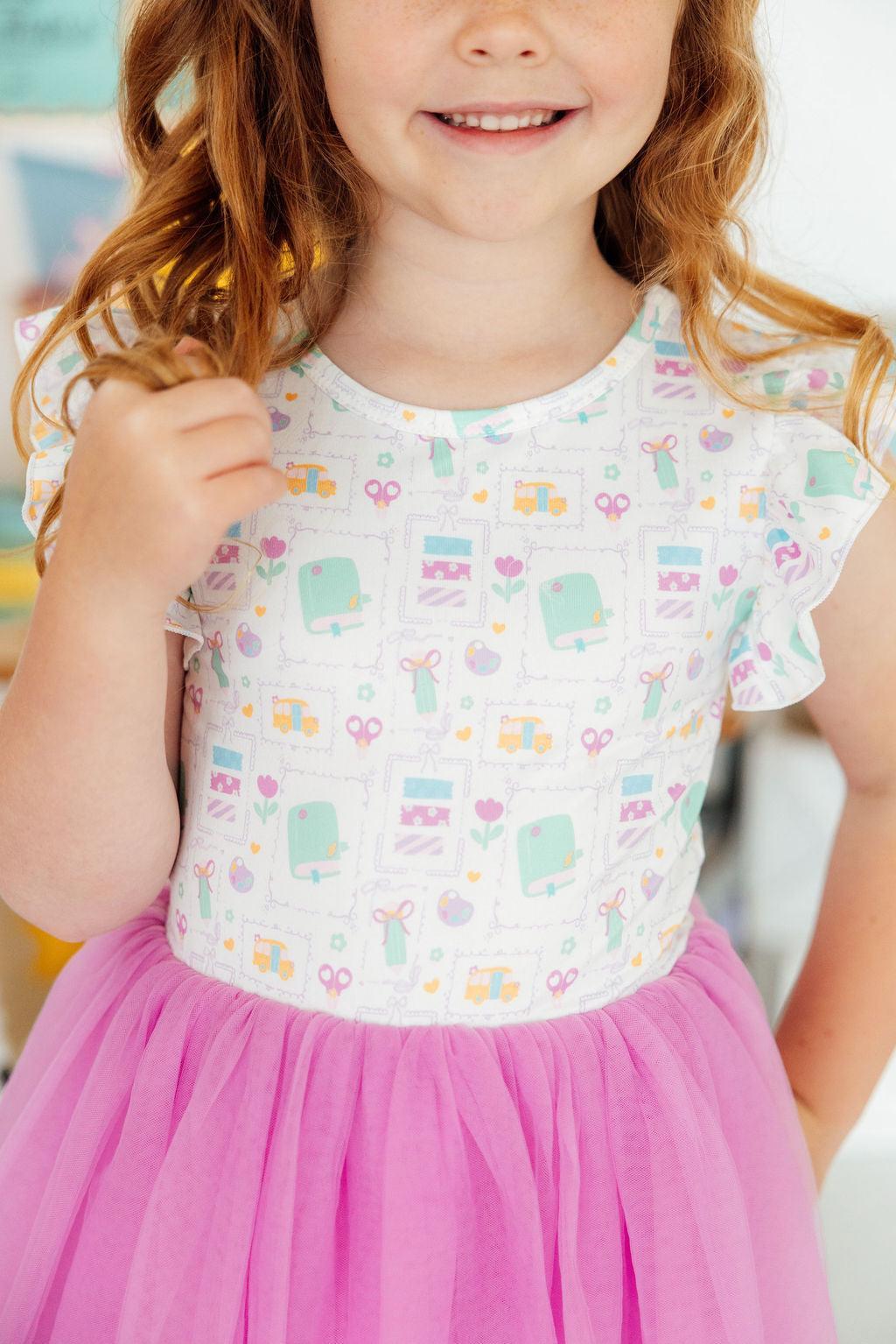 Little Learner Flutter Sleeve Tutu Dress - Aaria Tees Aaria Tees