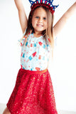 SALE Proudly Patriotic S/S Flutter Sleeve Leotard - Aaria Tees Aaria Tees