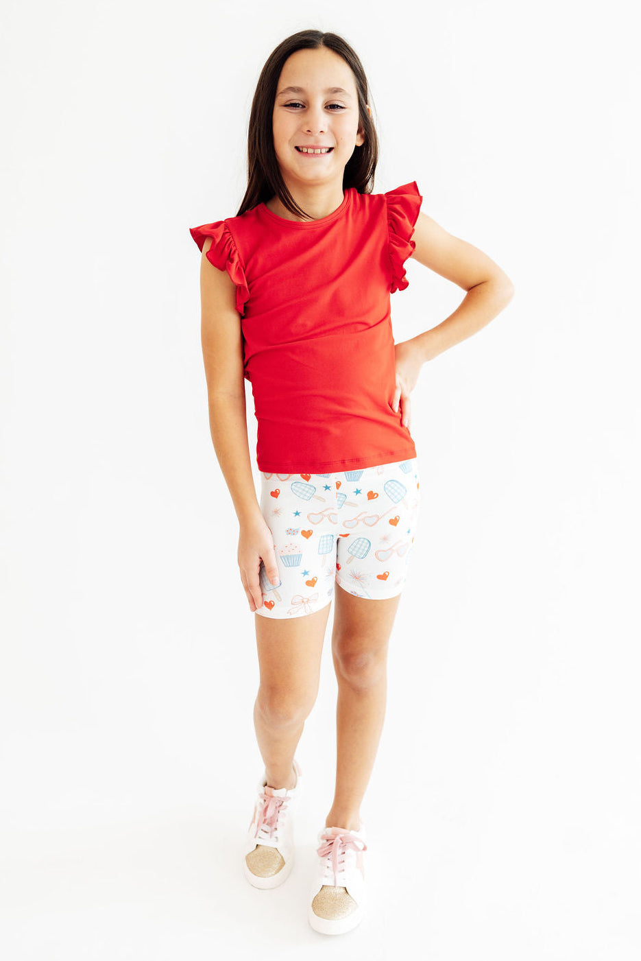 Red, White & Sweet Twirl Shorts - Aaria Tees Aaria Tees