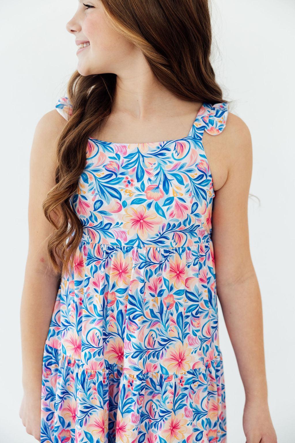 Watercolor Floral Ruffle Maxi Dress - Aaria Tees