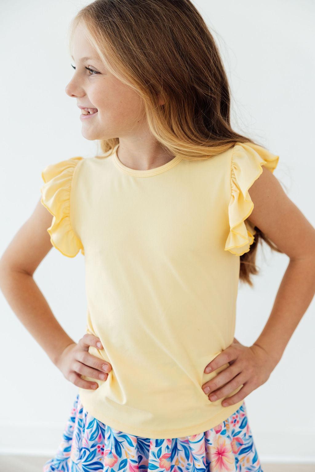 Butter Yellow S/S Ruffle Tee - Aaria Tees Aaria Tees