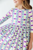 Mardi Gras 3/4 Sleeve Pocket Twirl Dress - Aaria Tees Aaria Tees