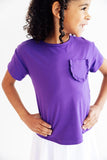 Purple Ruffle Pocket Tee - Aaria Tees Aaria Tees
