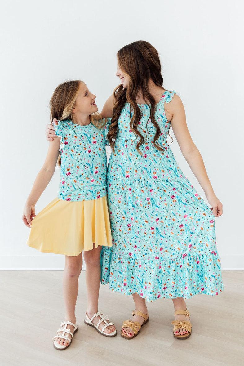 Bluebell Breeze Ruffle Maxi Dress - Aaria Tees Aaria Tees