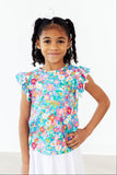 Preppy Floral S/S Ruffle Tee - Aaria Tees Aaria Tees