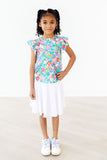Preppy Floral S/S Ruffle Tee - Aaria Tees Aaria Tees