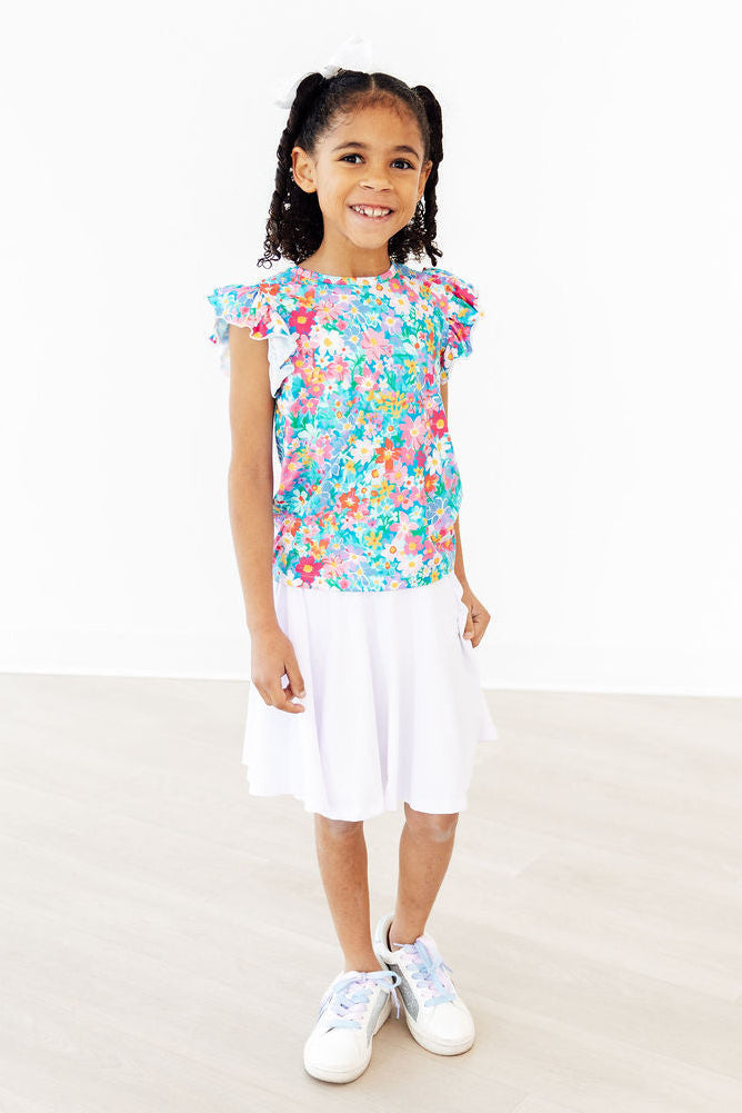 Preppy Floral S/S Ruffle Tee - Aaria Tees Aaria Tees