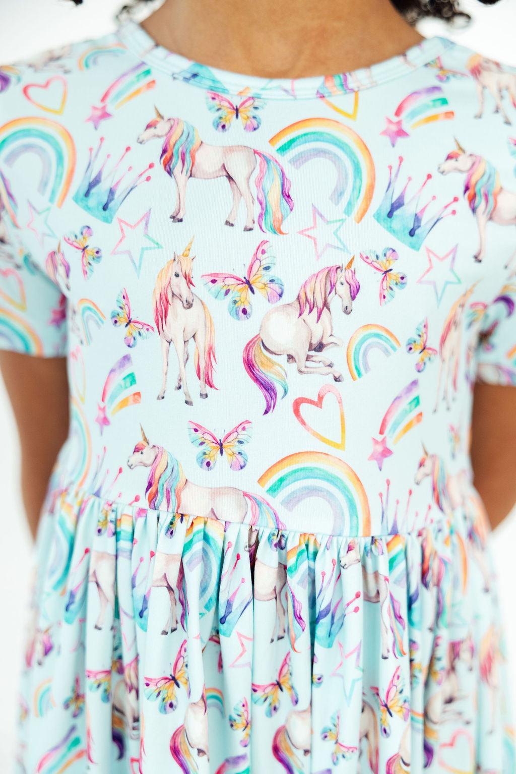 Unicorn Queen S/S Pocket Twirl Dress - Aaria Tees Aaria Tees