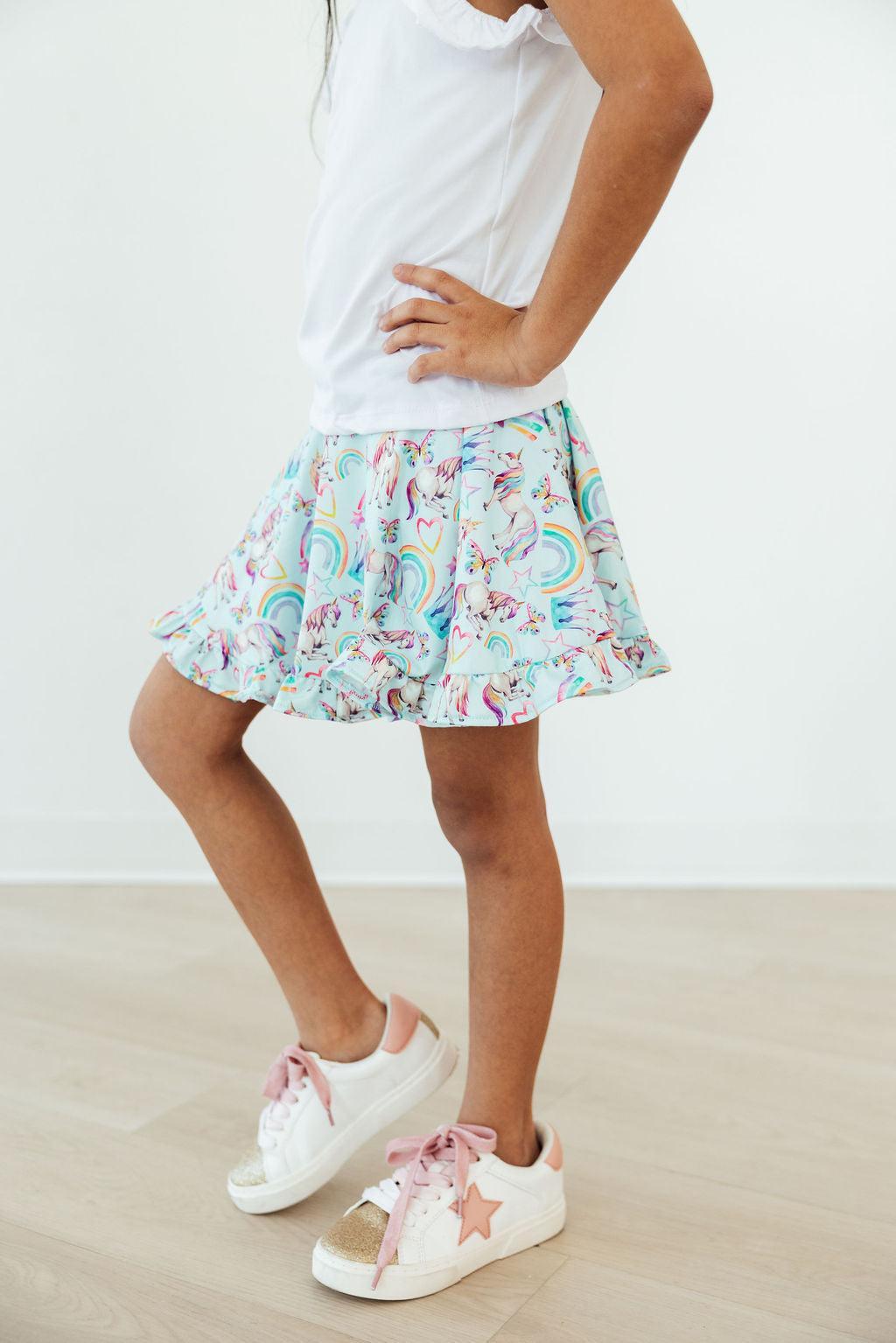 Unicorn Queen Ruffle Twirl Skort - Aaria Tees