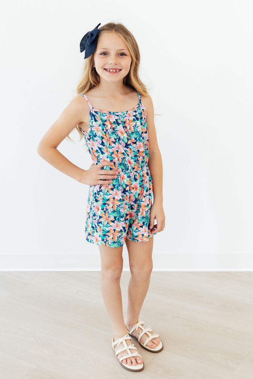 Island Blossoms Strappy Play Romper - Aaria Tees