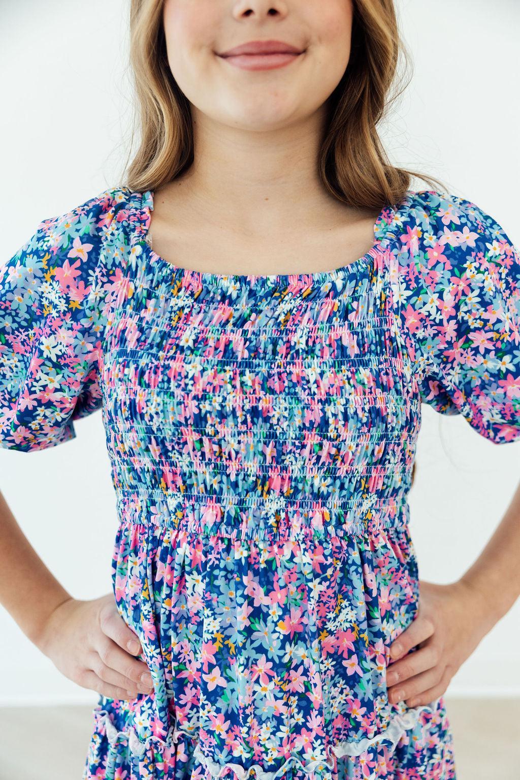 Darling Daisies Smocked Ruffle Dress - Aaria Tees Aaria Tees