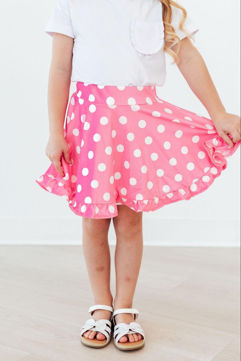Pink Polka Dots Ruffle Twirl Skort - Aaria Tees Aaria Tees