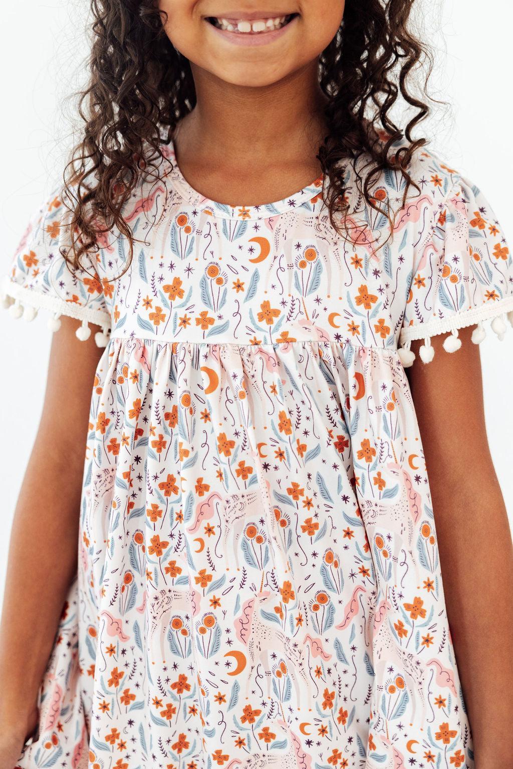 Unicorn Soiree Pom Pom Dress - Aaria Tees