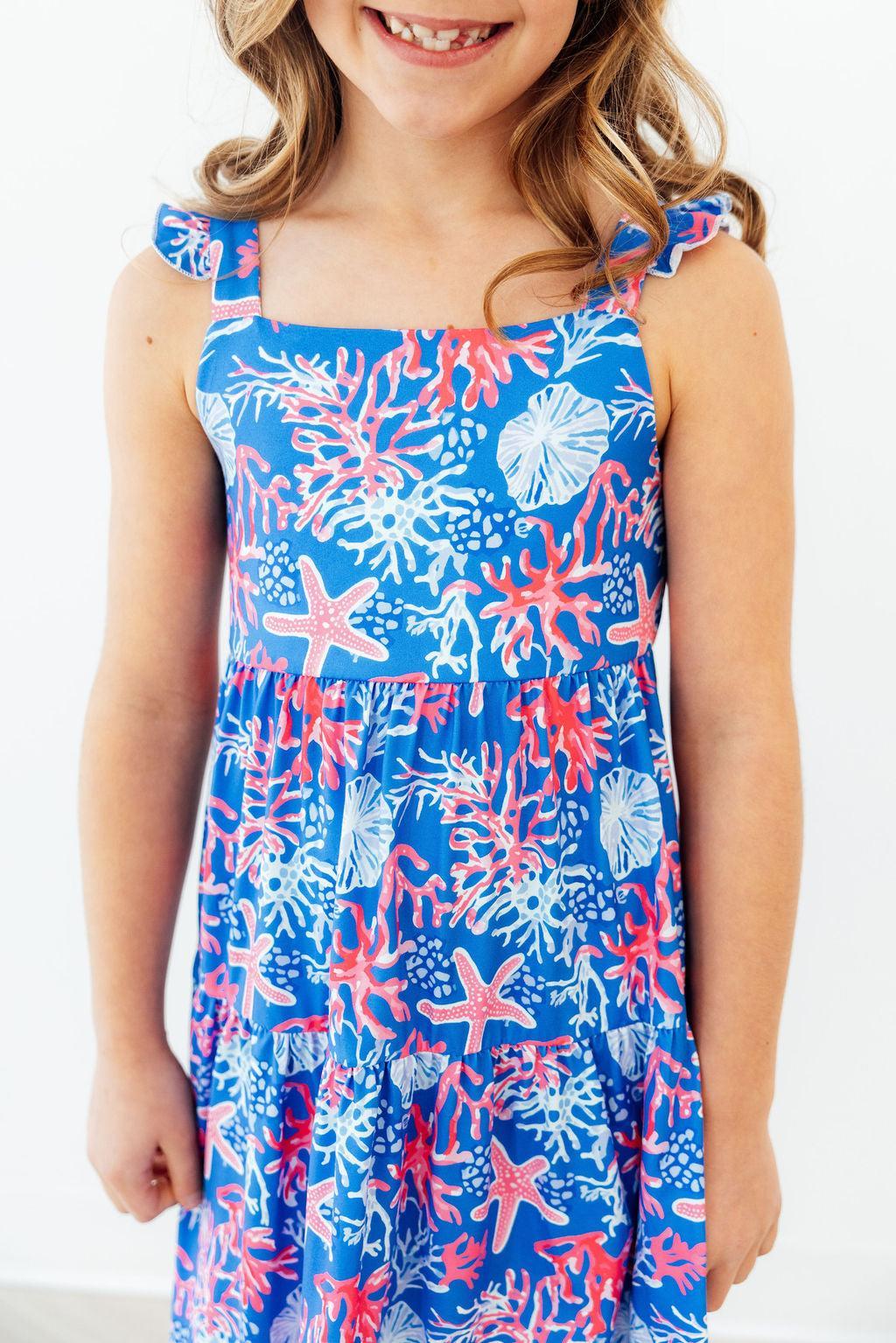 Coral Cove Ruffle Maxi Dress - Aaria Tees Aaria Tees