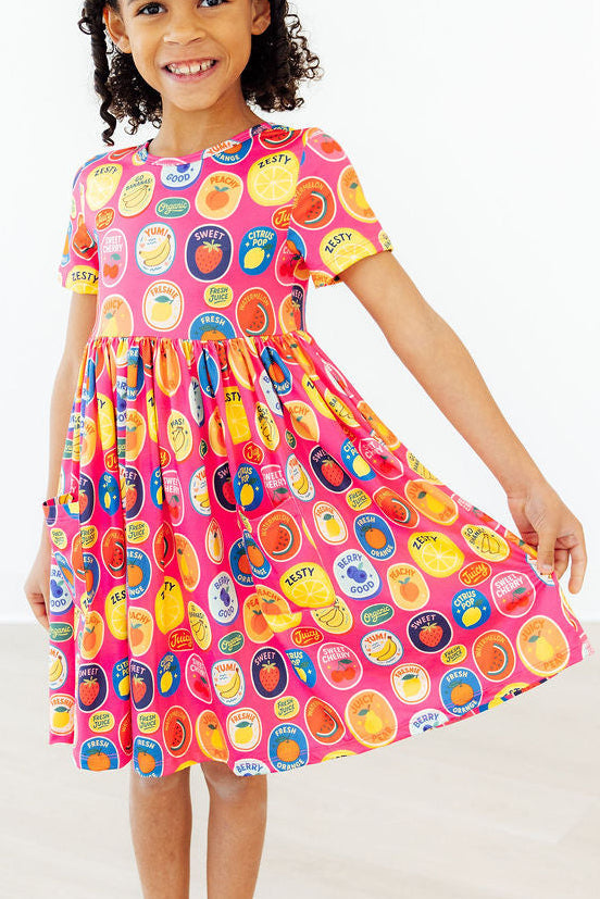 Fresh & Fruity S/S Pocket Twirl Dress - Aaria Tees Aaria Tees