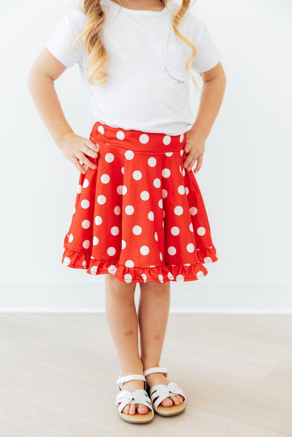 Red Polka Dots Ruffle Twirl Skort - Aaria Tees Aaria Tees