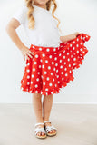 Red Polka Dots Ruffle Twirl Skort - Aaria Tees Aaria Tees