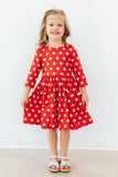Red Polka Dots 3/4 Sleeve Pocket Twirl Dress - Aaria Tees Aaria Tees